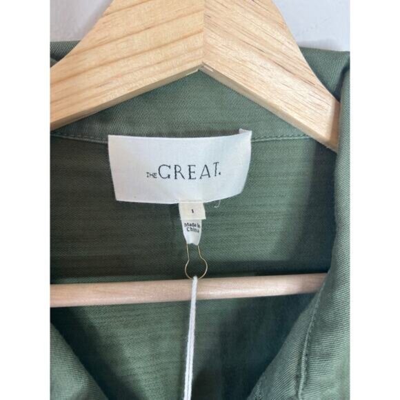 NWT The Great. Ultimate Cool Girl Utility Vintage Army Daisy Applique Jacket - Picture 6 of 8